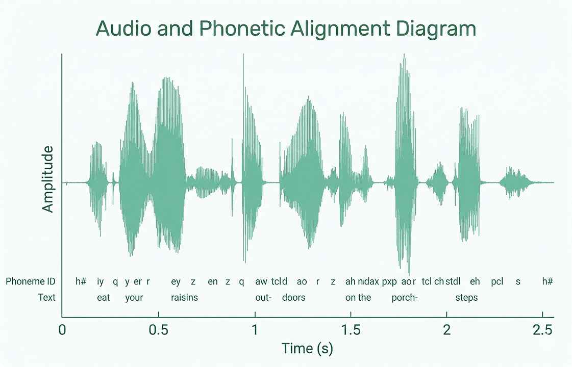 Audio waveform diagram with time on x-axis and amplitude on y-axis