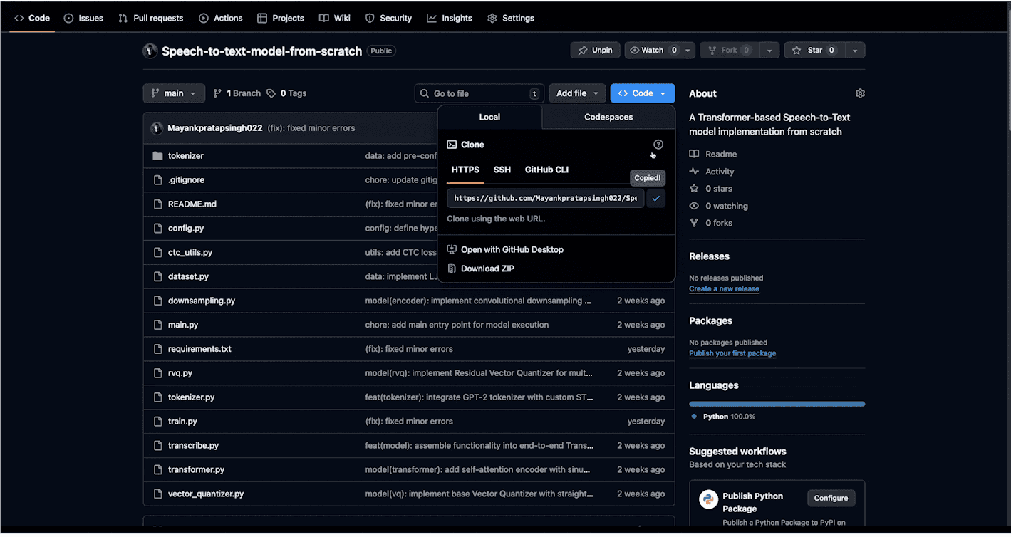 Cloning the GitHub repository
